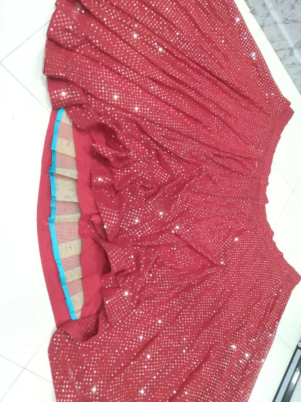 Jyoti Fashion Gorgeous Gajri Red 5MM Ton To Ton Red Thread Embroidery Faux Georgette Lehenga Choli with Dupatta | Grocsy