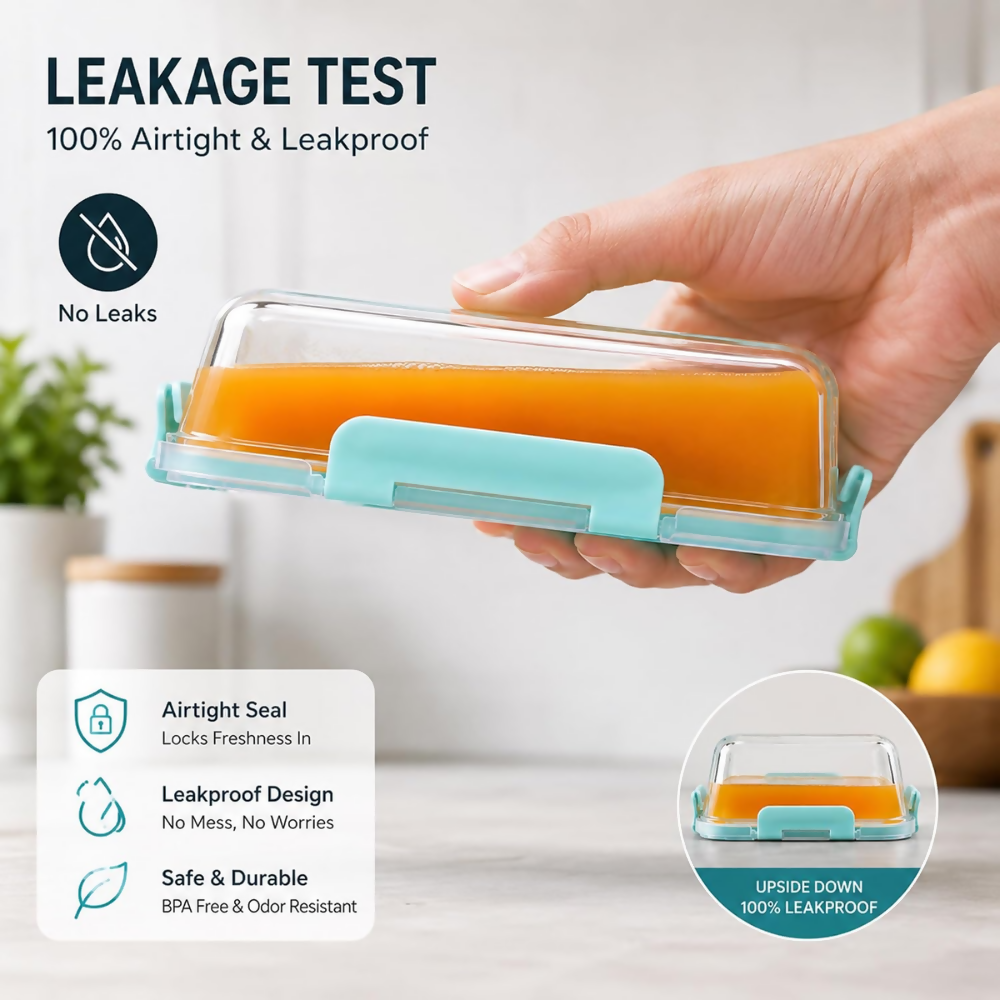 Cutting Edge Rectangular Glass Detachable Container - Green | Grocsy