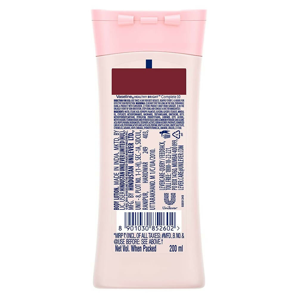 Vaseline Healthy Bright Complete 10 Anti Ageing Body Lotion, 10 in 1 Body Lotion With Vitamin B3, AHA, Pro-Retinol | Grocsy
