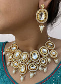 Joban Fashion Hand Made High Quality Gold Plated Base Metal Alloy Kundan Stone Studded Kundan Jewellery Set | Grocsy