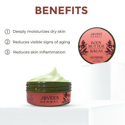Jovees Kokum Body Butter for Dry & Rough Skin Deep Nourishment, Non-Sticky | Grocsy