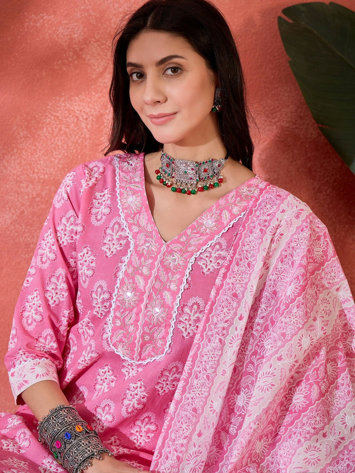 Joban Fashion Printed Pink Pure Cotton Kurta Set | Grocsy