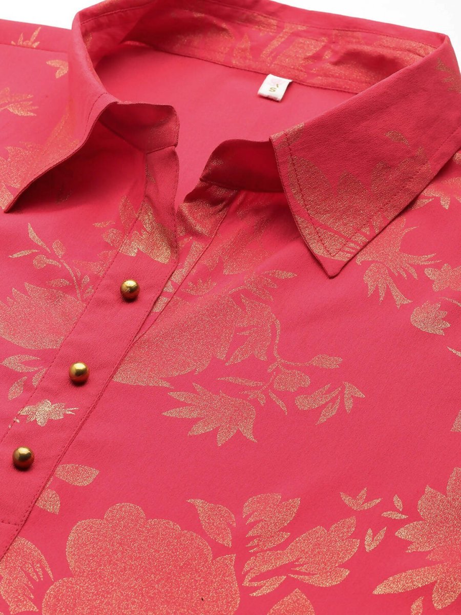 Ahalyaa Women Floral Printed Tunic with Palazzos - Red Color | Grocsy