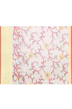 Piyari Fashion Women's White Embellished Cotton Blend Printed Saree | Grocsy