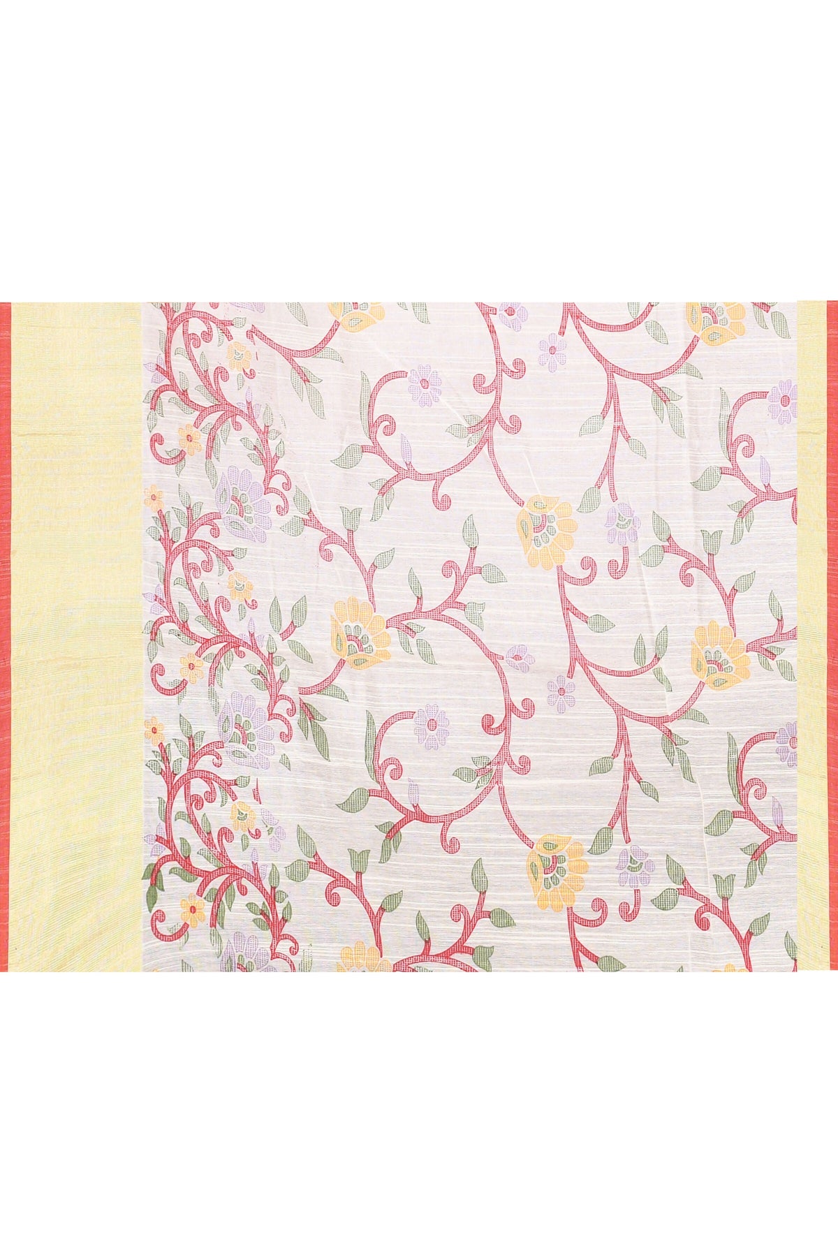 Piyari Fashion Women's White Embellished Cotton Blend Printed Saree | Grocsy