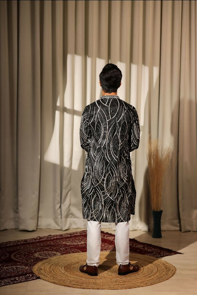Black Viscose Designer Embroidery Work Kurta Set - Mahotsav | Grocsy