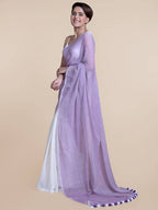 Suta Women Lavender And White Mul Cotton Saree | Grocsy