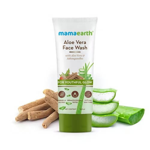 Mamaearth Aloe Vera Face Wash For Youthful Glow | Grocsy