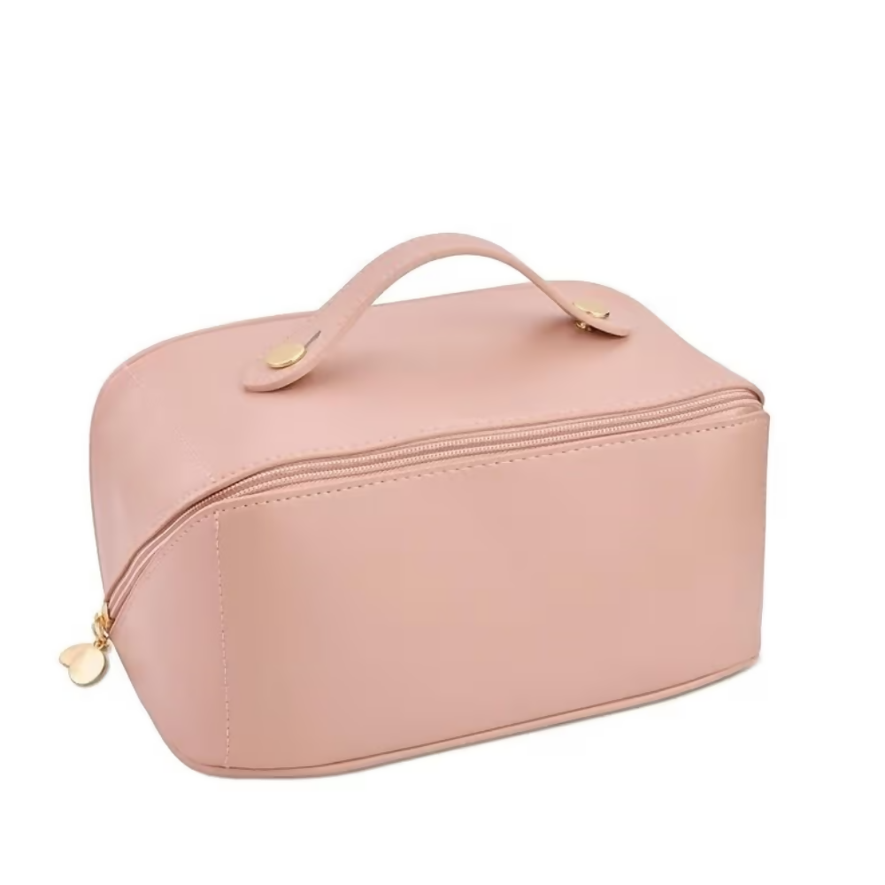 Bronson Professional Travel Makeup Bag Cosmetic Storage Faux Leather Vanity Pouch - Pink | Grocsy