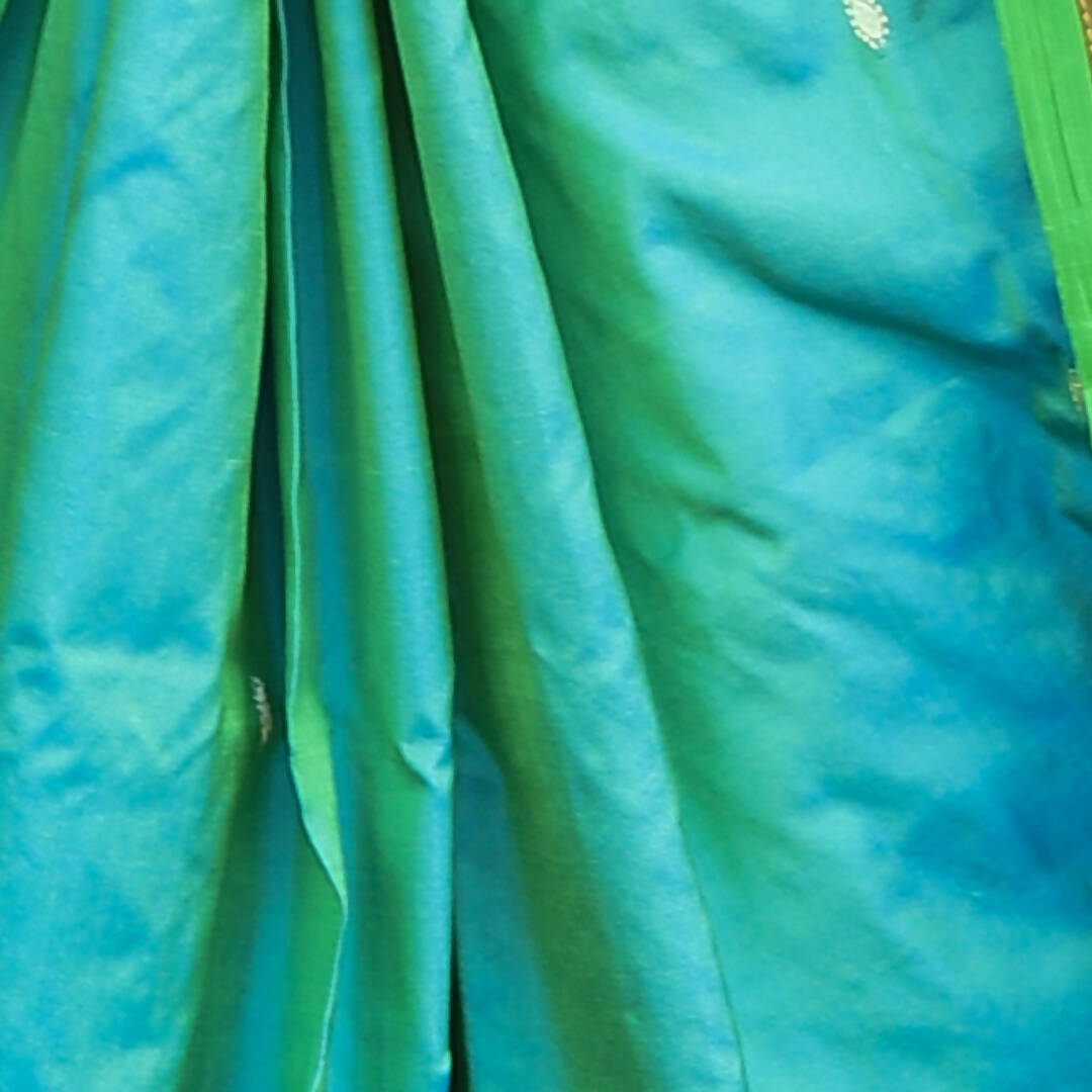 Very Much Indian Pure Silk Handloom Paithani -Dual Tone Blue Green | Grocsy