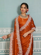 Teeya Creation New Trendy Party Wear Soft Silk Saree-Orange | Grocsy