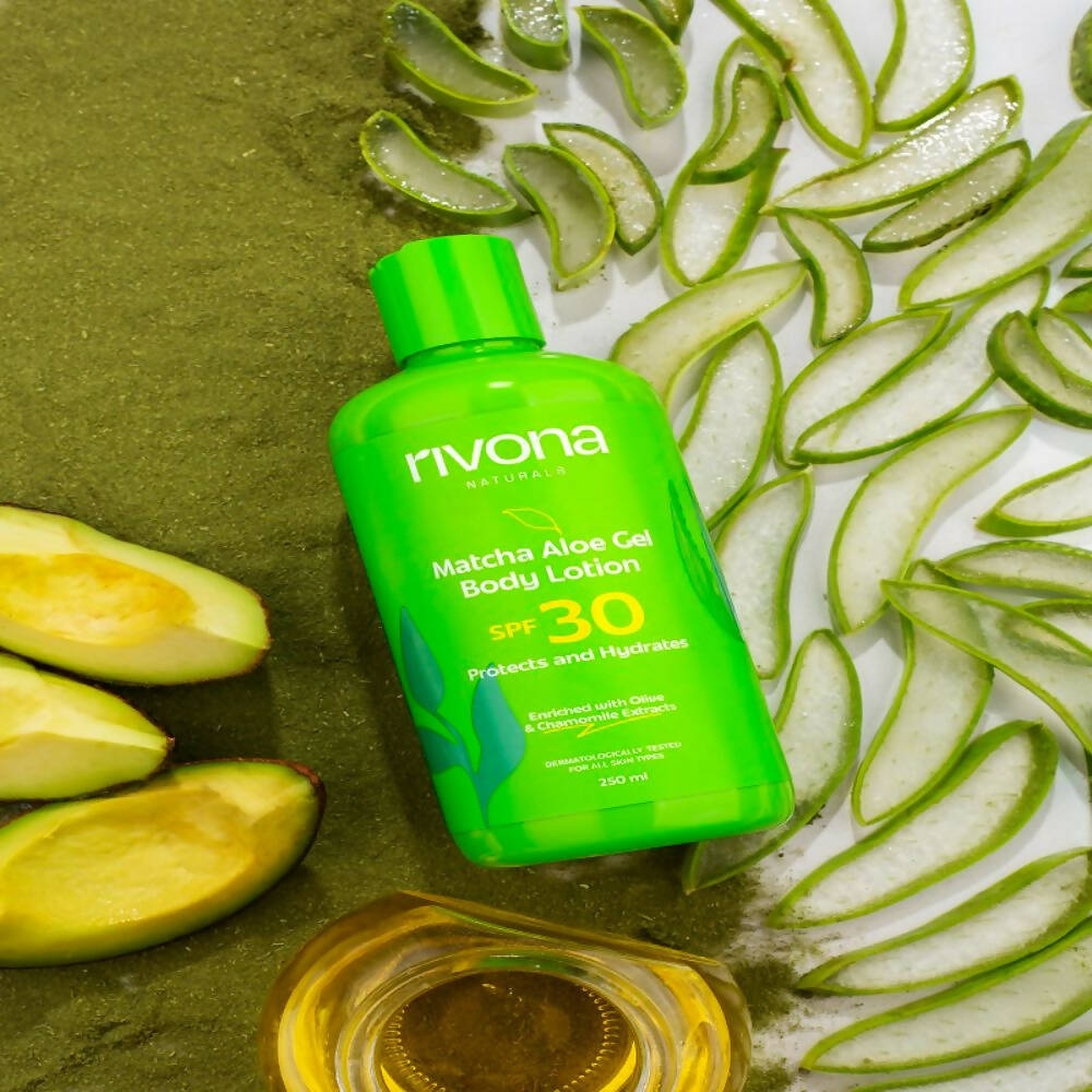 Rivona Naturals Matcha Aloe Gel Body Lotion with SPF 30 | Grocsy