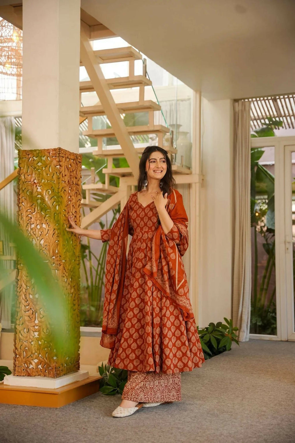 Aayaa Designer Cotton Silk Suit - Maroon | Grocsy