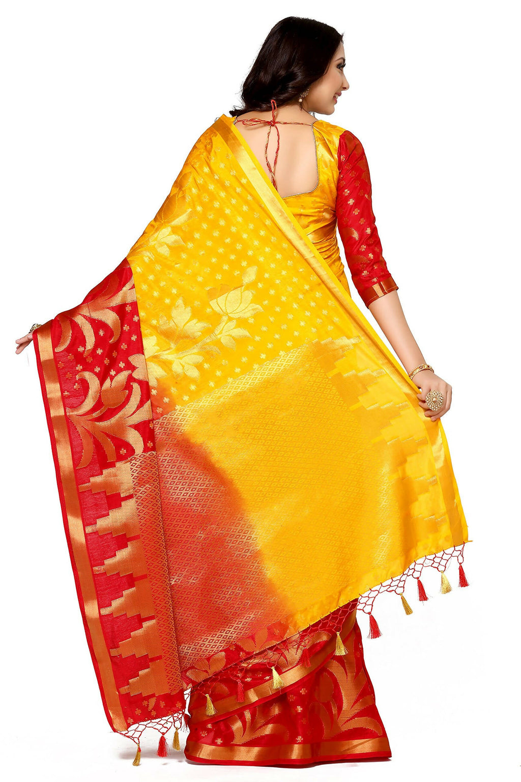 Mimosa Women's Multi Color Art Silk Kanjivaram Saree | Grocsy