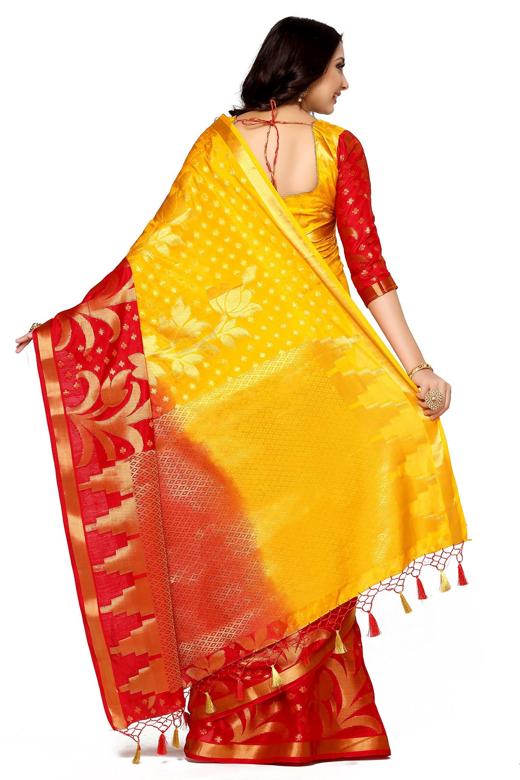 Mimosa Women's Multi Color Art Silk Kanjivaram Saree | Grocsy