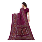 Vamika Printed Jute Silk Purple Saree (Namita Purple) | Grocsy
