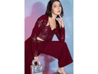 Red Georgette Sequence With Thread Designer Co-Ord Set - Flory | Grocsy