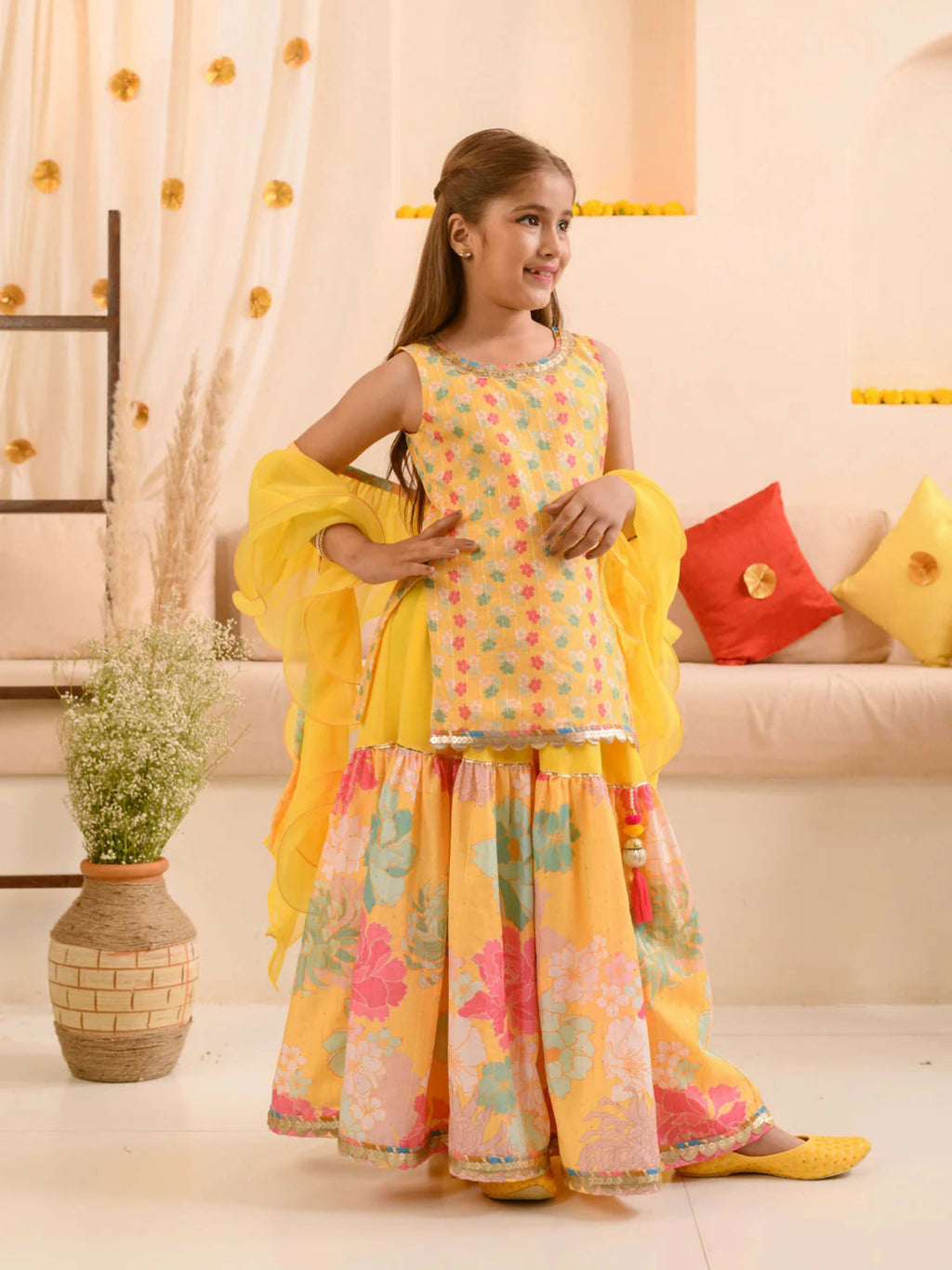 Joban Fashion Girl's Yellow Color Lehenga Choli | Grocsy