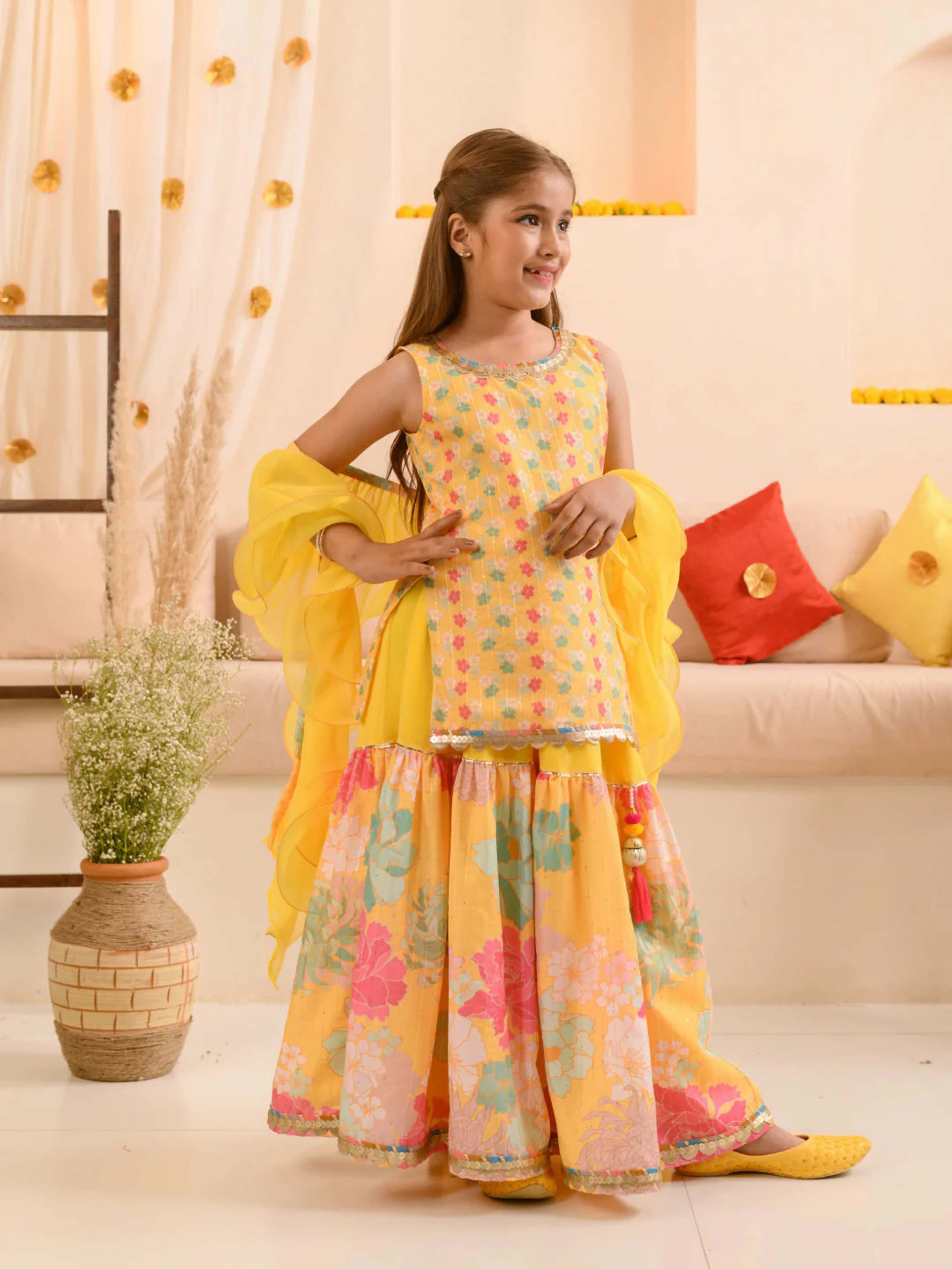 Joban Fashion Girl's Yellow Color Lehenga Choli | Grocsy