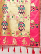 Lorenvalley Fashion Pink Soft Paithani Silk Woven Design Gold Zari Meenakari Weaving Saree | Grocsy