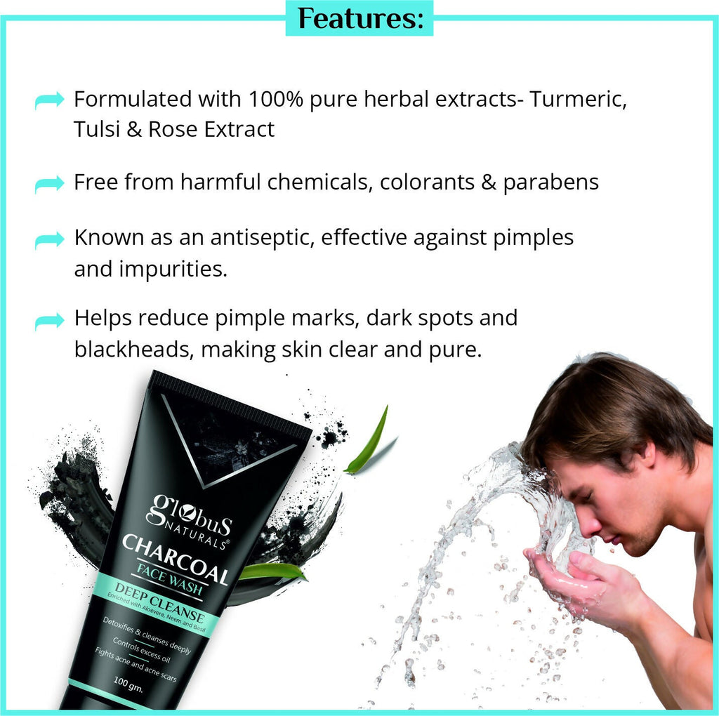 Globus Naturals Charcoal Face Wash | Grocsy