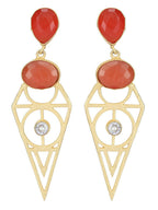 Joban Fashion Women Red Stone Matte Gold Earrings | Grocsy