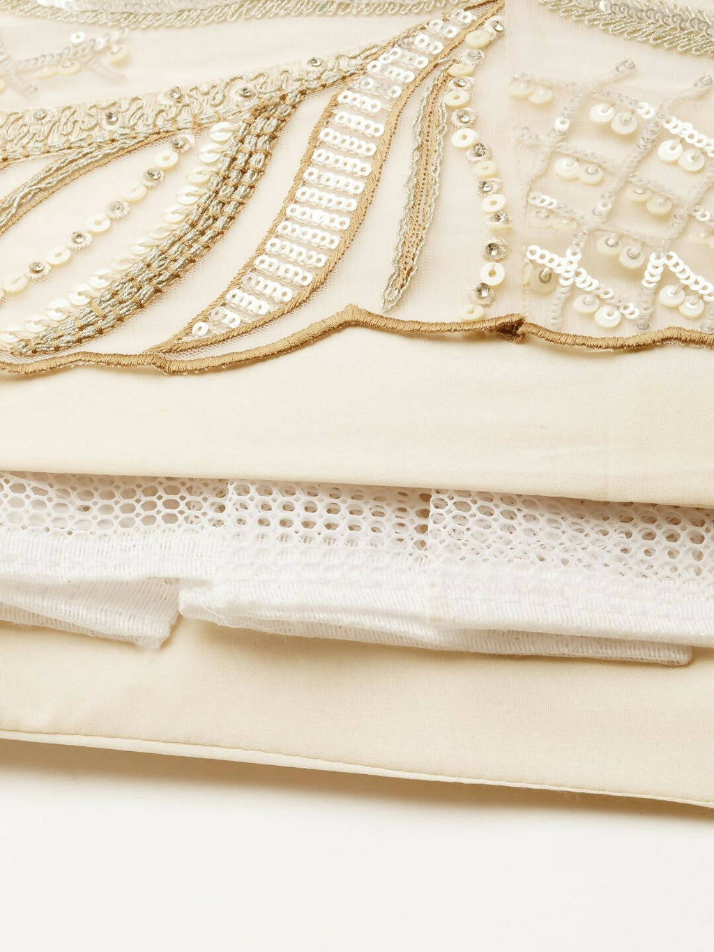 House of Panchhi Cream Net Sequins and Zarkan embroidery Lehenga choli & Dupatta | Grocsy