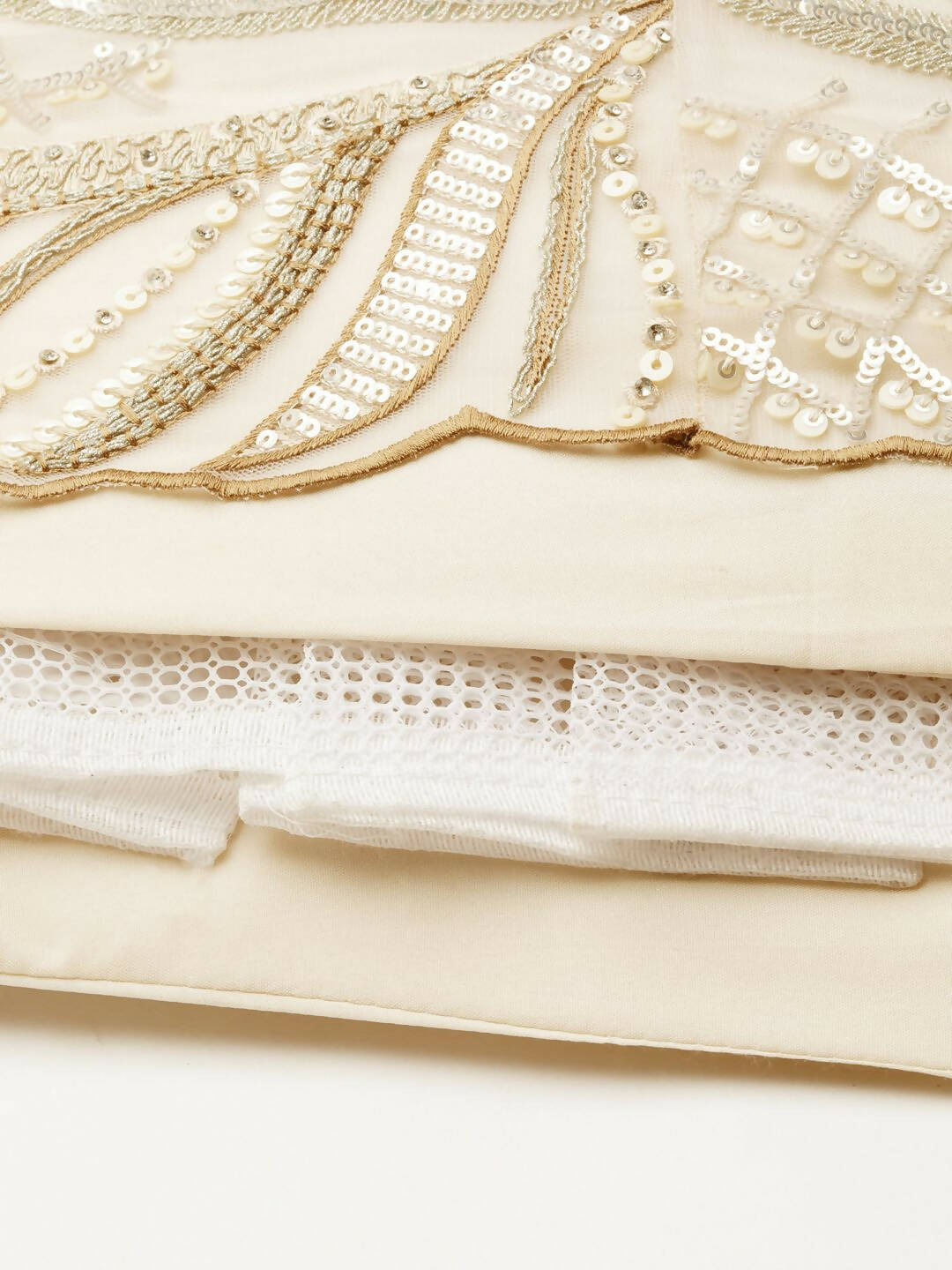 House of Panchhi Cream Net Sequins and Zarkan embroidery Lehenga choli & Dupatta | Grocsy