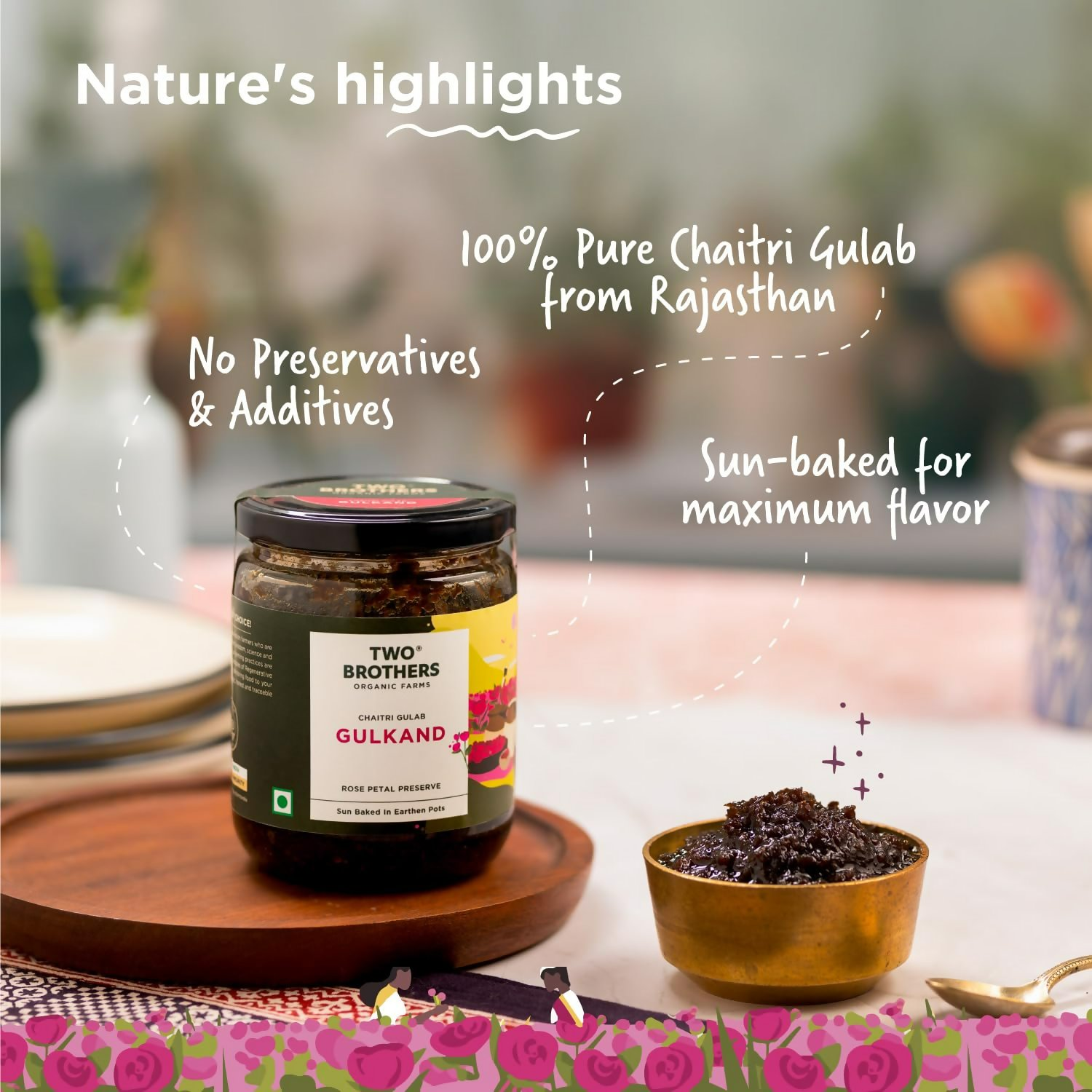 Two Brothers Organic Farms - Natural Gulkand | Grocsy