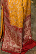 Joban Fashion Gold Crepe Chiffon Pure Handloom Banarasi Silk Saree | Grocsy