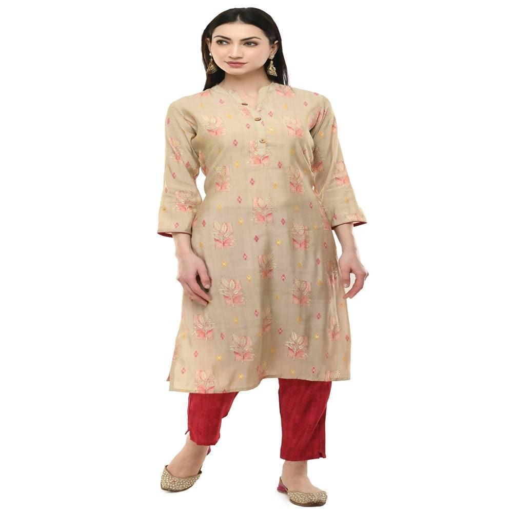 Lagi Women's Pink Printed Straight Kurta & Pant (MC45A) | Grocsy