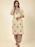 Aramya Yellow Soft Cotton Floral Straight Kurta for Women | Grocsy