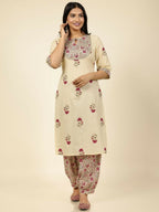 Aramya Yellow Soft Cotton Floral Straight Kurta for Women | Grocsy