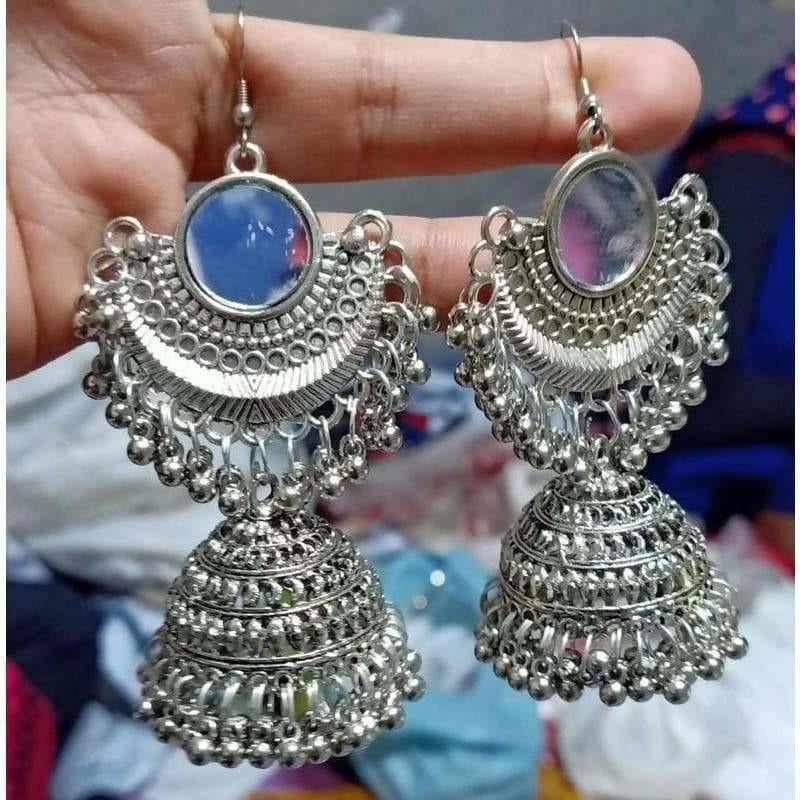 MS Fashion India Half Moon Style Hanging Jhumkas With Mirror | Grocsy