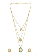 Kundan Antique Finish Earrings and Dew drop Necklace set - Ruby Raang | Grocsy