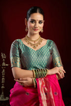 Joban Fashion Pink Paithani Silk Blend Butti Saree | Grocsy
