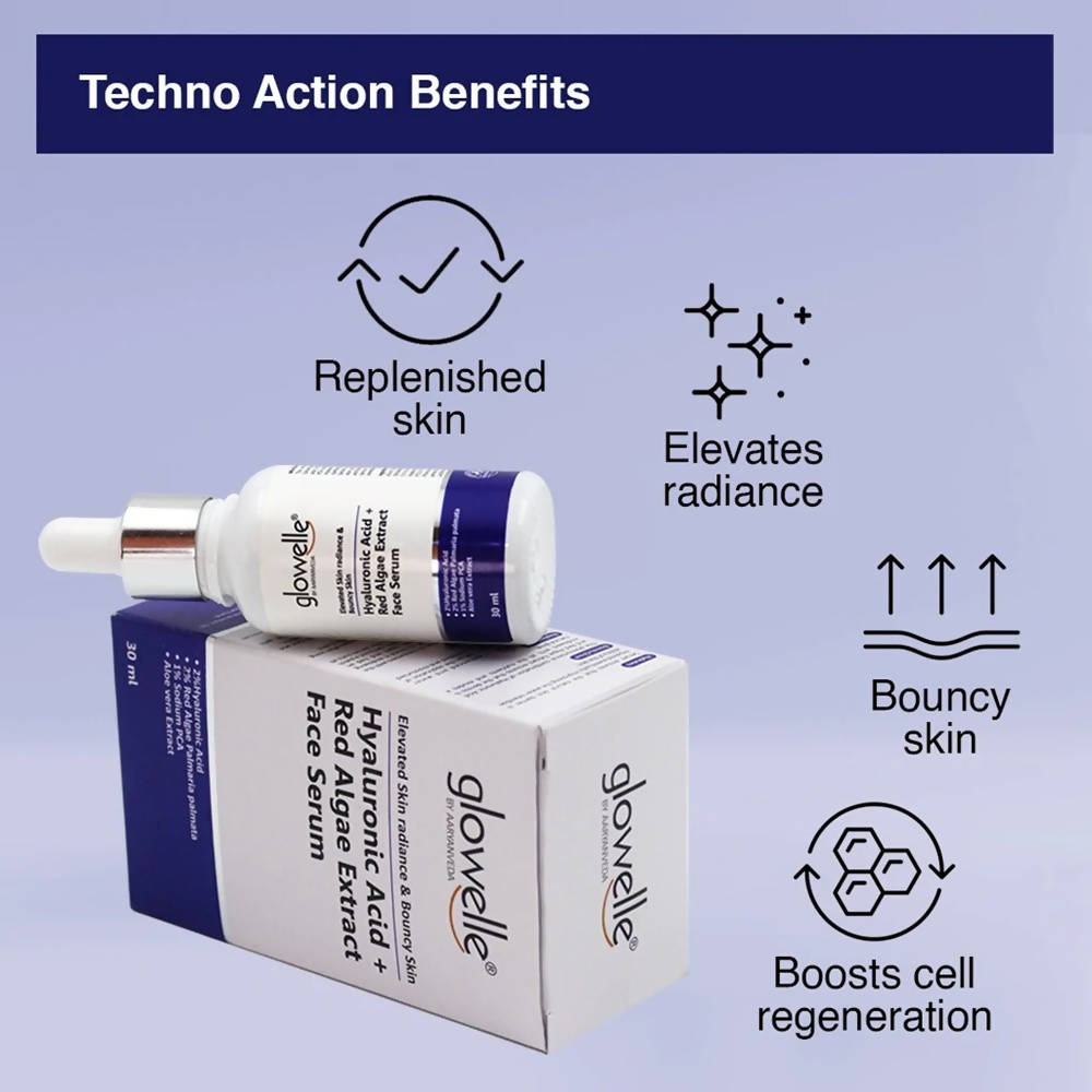 Aaryanveda Glowelle Hyaluronic Acid + Red Algae Face Serum | Grocsy