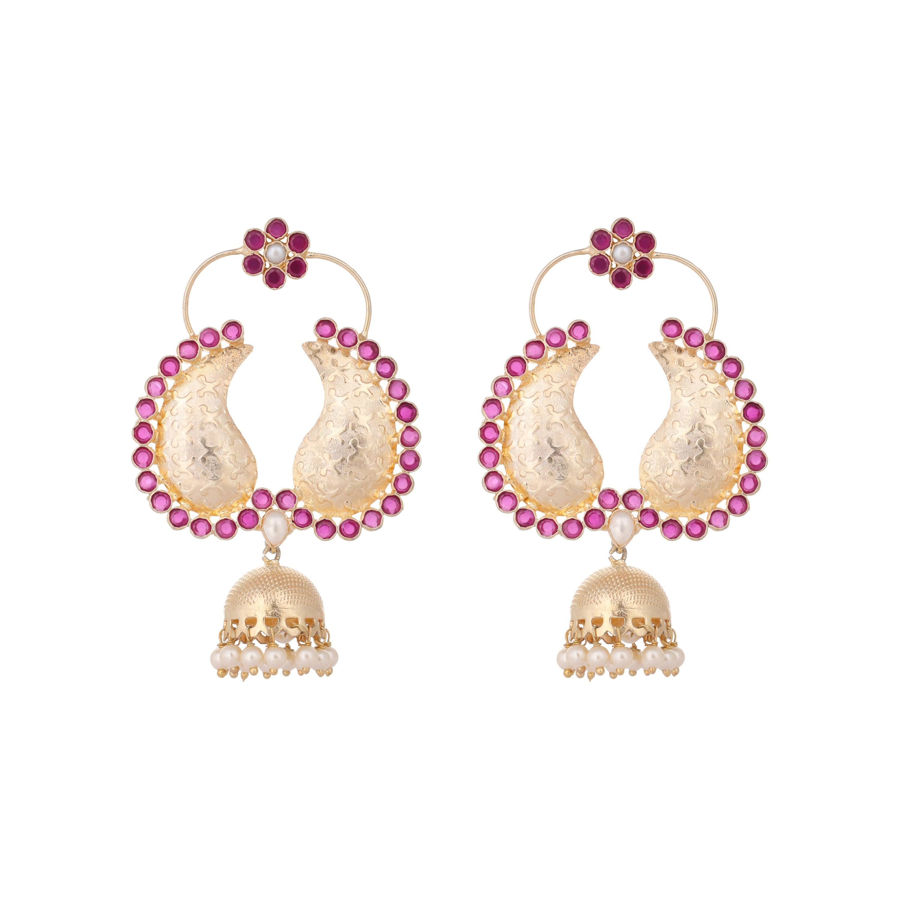 Nuyug 22K Gold Plated Pink Paisley Bloom Earrings | Grocsy