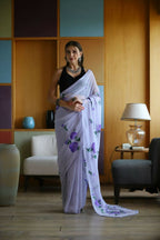 Vamsee Laxmi Purple Georgette Saree | Grocsy