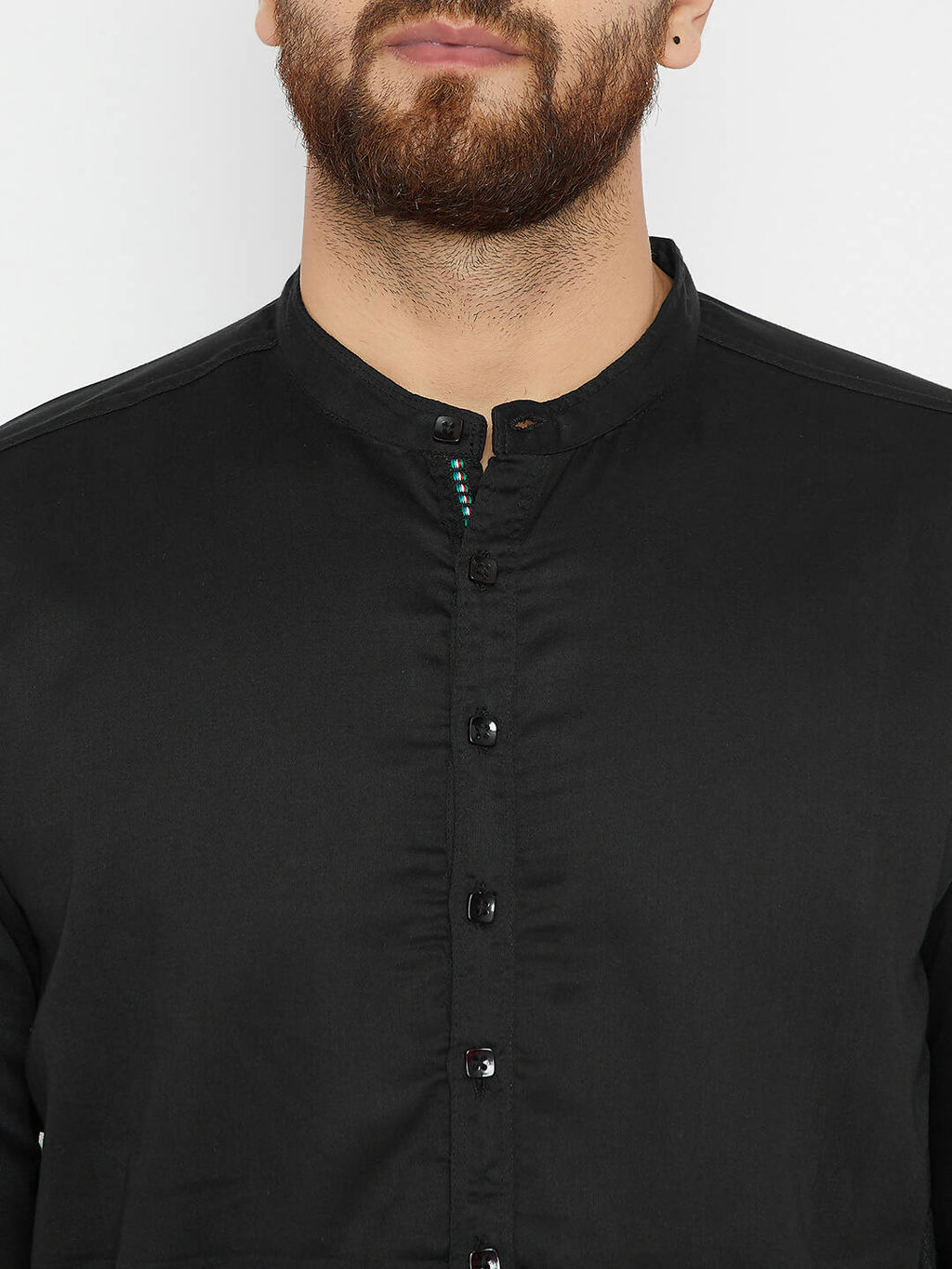 Even Apparels Black Pure Cotton Men's Kurta With Band Collar | Grocsy