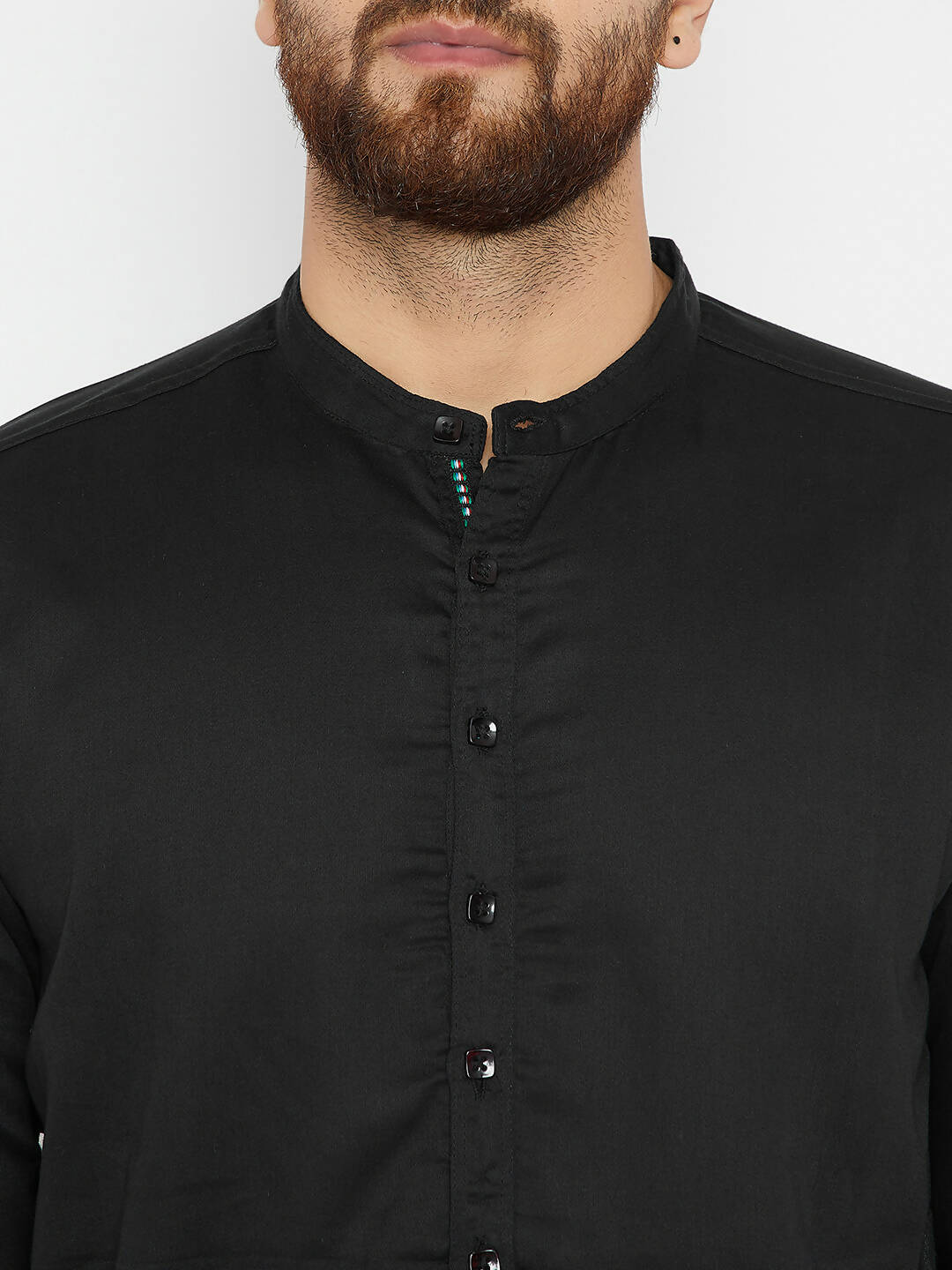 Even Apparels Black Pure Cotton Men's Kurta With Band Collar | Grocsy