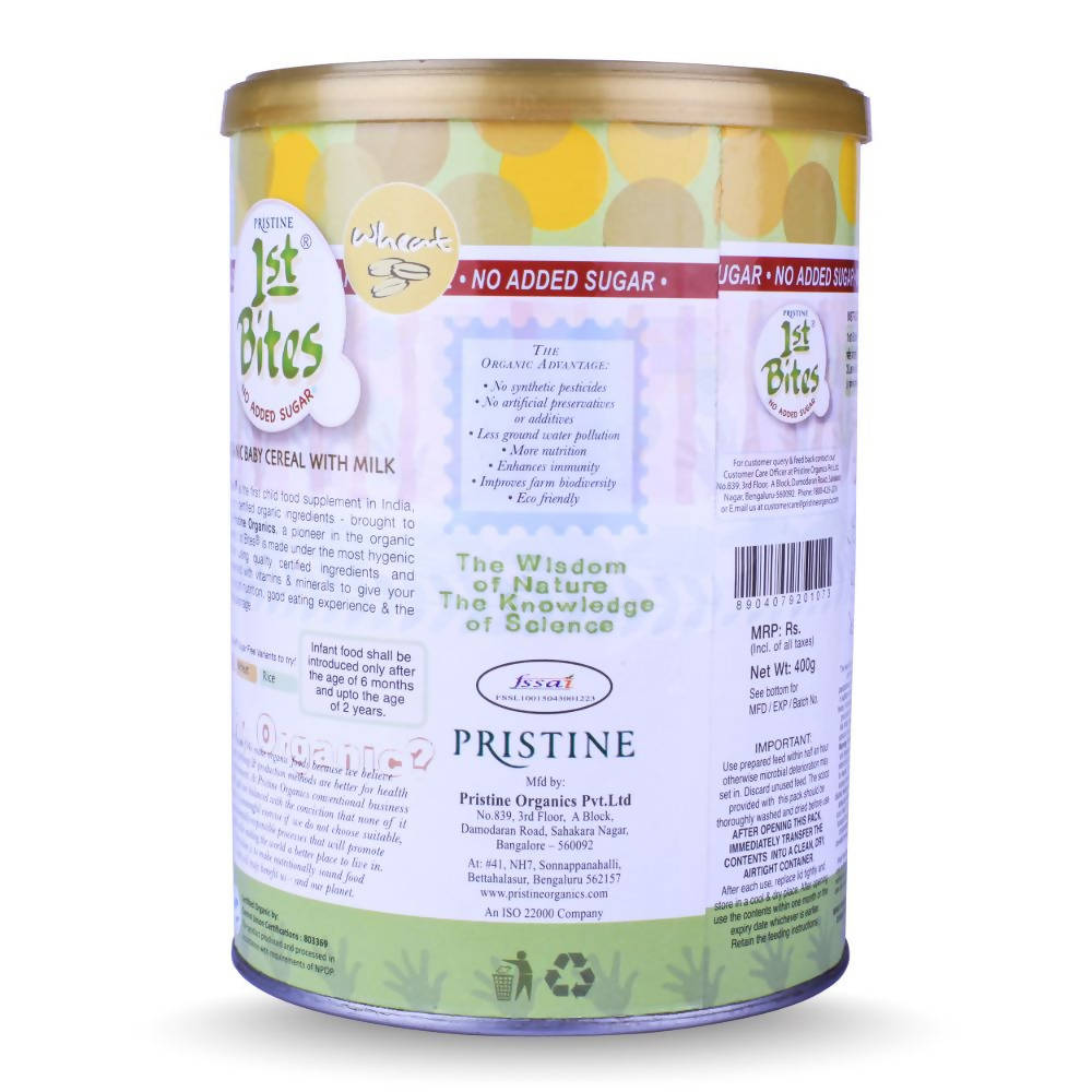 Pristine 1st Bites Organic Wheat Baby Cereal Stage-1 Tin | Grocsy