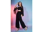 Black Georgette Sequence With Thread Designer Co-Ord Set - Flory | Grocsy