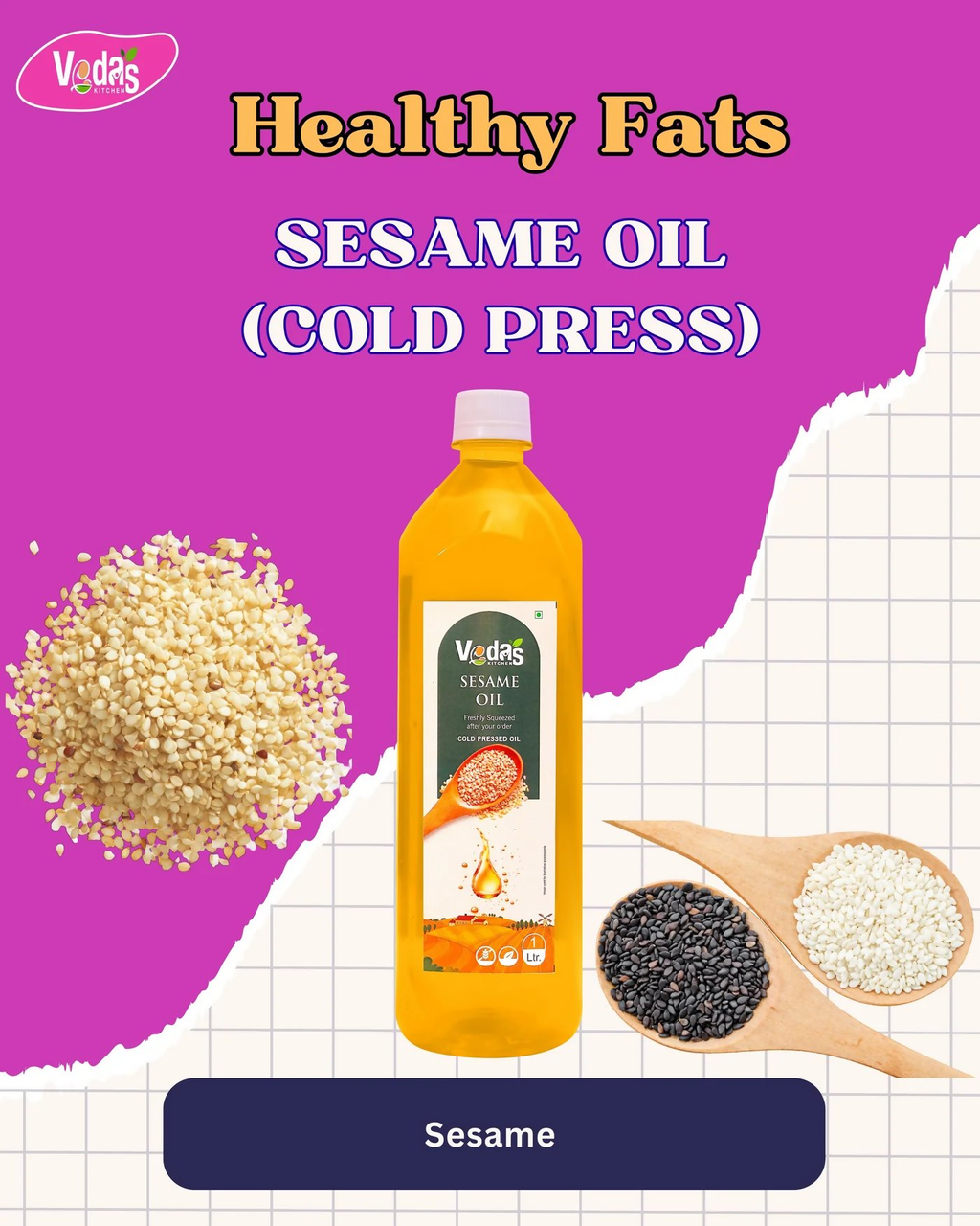 Vedas Kitchen Sesame Oil | Grocsy