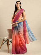 Ahalyaa Women's Traditional Semi Stitch Saree - Peach | Grocsy