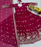 Teeya Creation Womens Casual Party Wear Heavy 7mm Sequence Embroidery Work Pink Gown Set | Grocsy