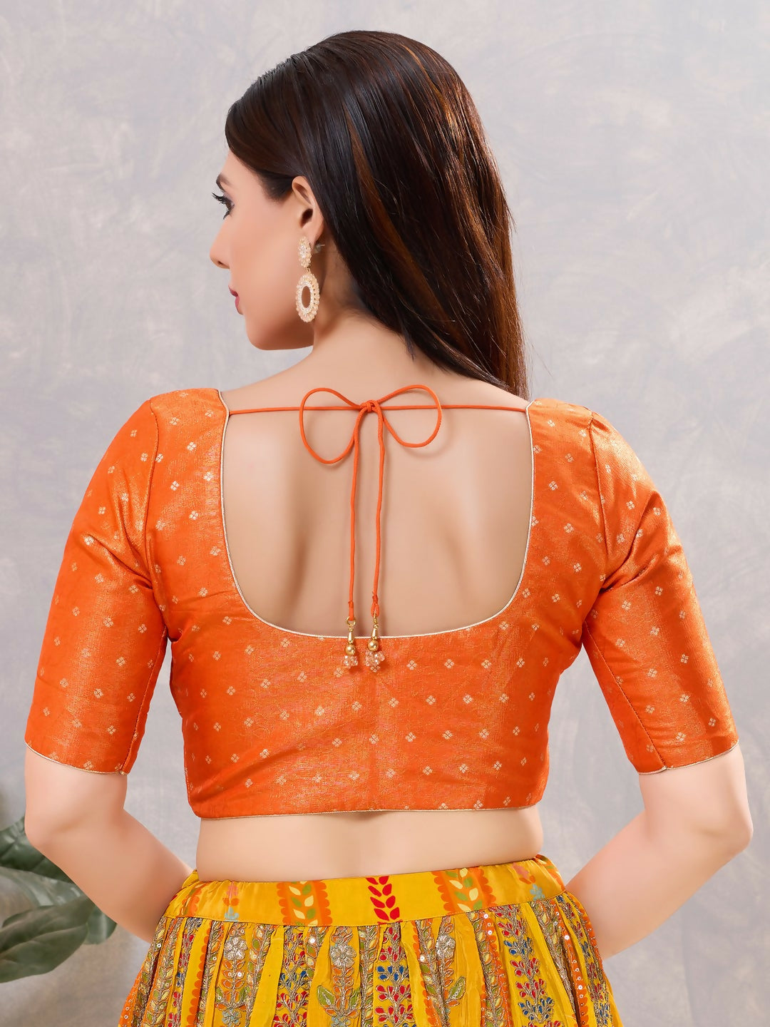 Joban Fashion Women Silk Orange Stitched Blouse | Grocsy