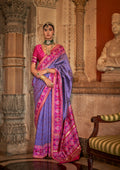Purple Banarasi Weaving, Ultra Aqua Finish, Zari Work Banarasi Silk Saree - Rath Kunti | Grocsy