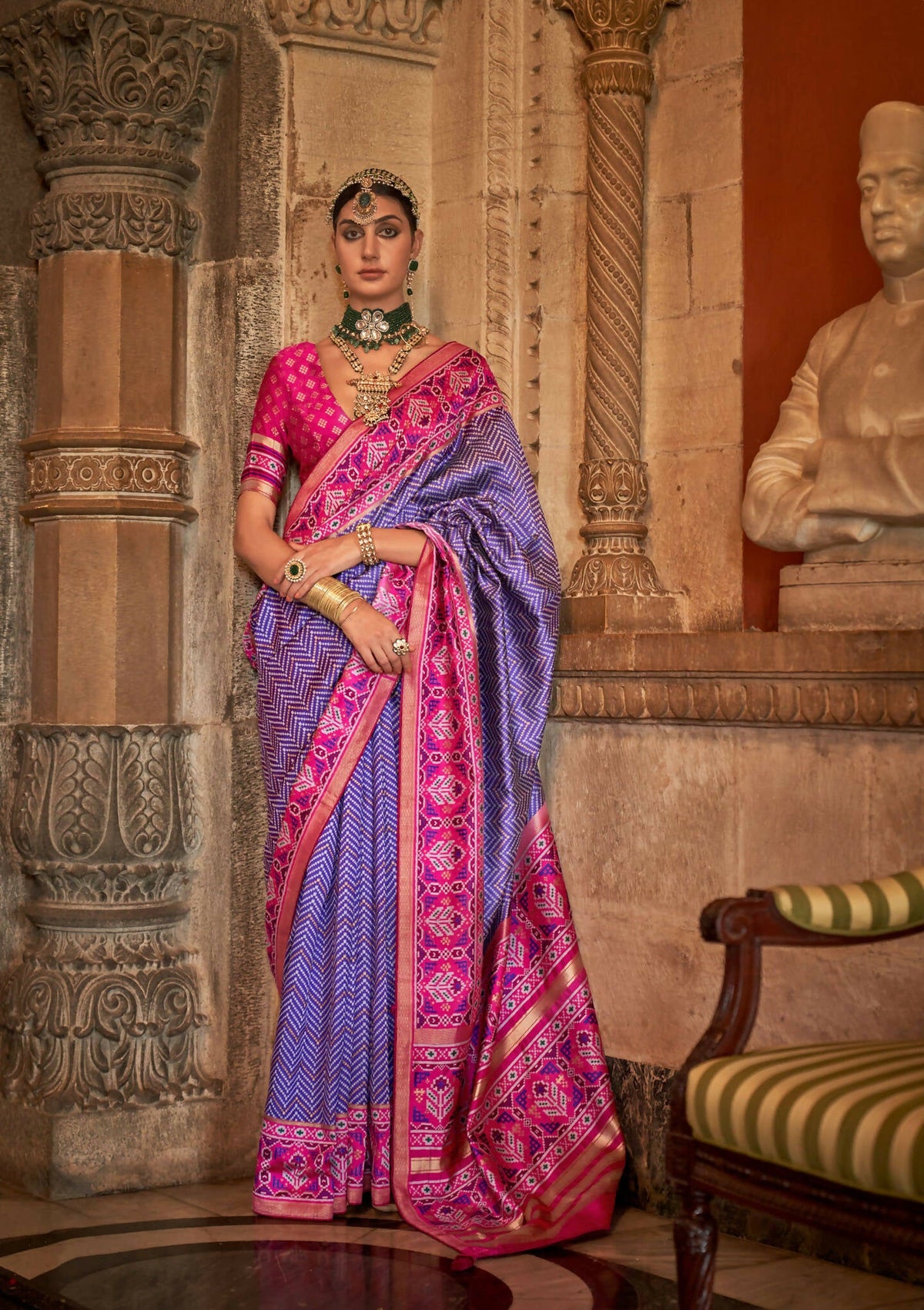 Purple Banarasi Weaving, Ultra Aqua Finish, Zari Work Banarasi Silk Saree - Rath Kunti | Grocsy