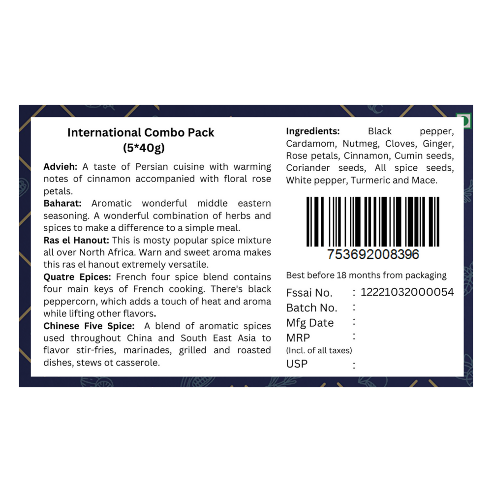 Pipar Spices International Spices Combo | Grocsy